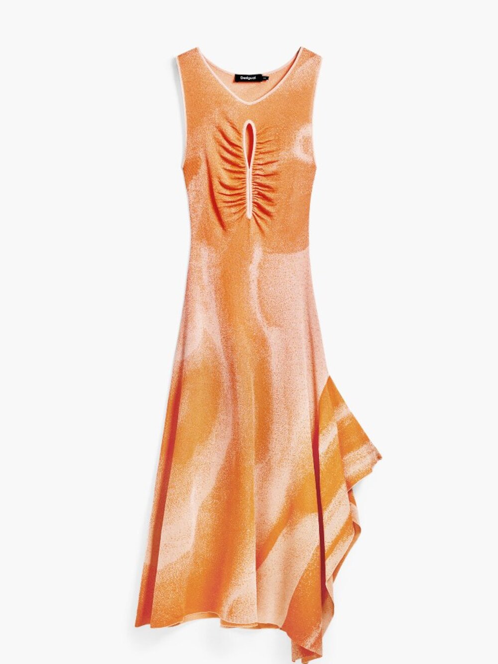 Desigual Jacquard Keyhole Ruched Asymmetrical Statement Dress